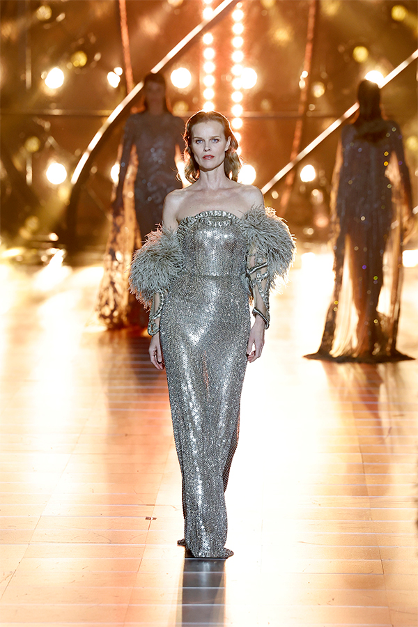 Eva Herzigová stunned in a sparkling look for The 1001 Seasons of Elie Saab show in Riyadh. Courtesy of Elie Saab