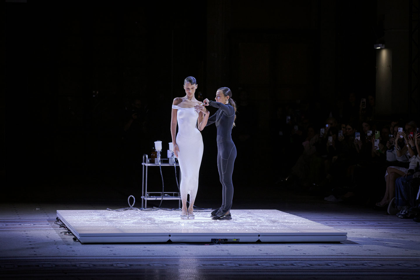 Bella Hadid modeling the finished dress