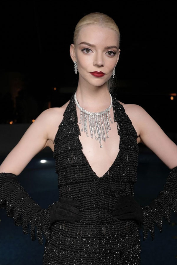 Anya Taylor-Joy wearing a Tiffany's necklace at the Christian Dior X Madame Figaro dinner during the Cannes Film Festival 2024. Photo: Stephane Feugère / Madame Figaro