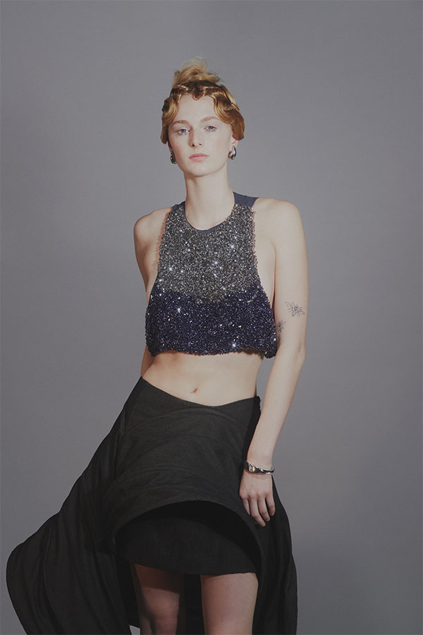 Top by Johan Alexander Johansen, BA Fashion Design; Skirt by Charlene Osmond, BA Fashion Design