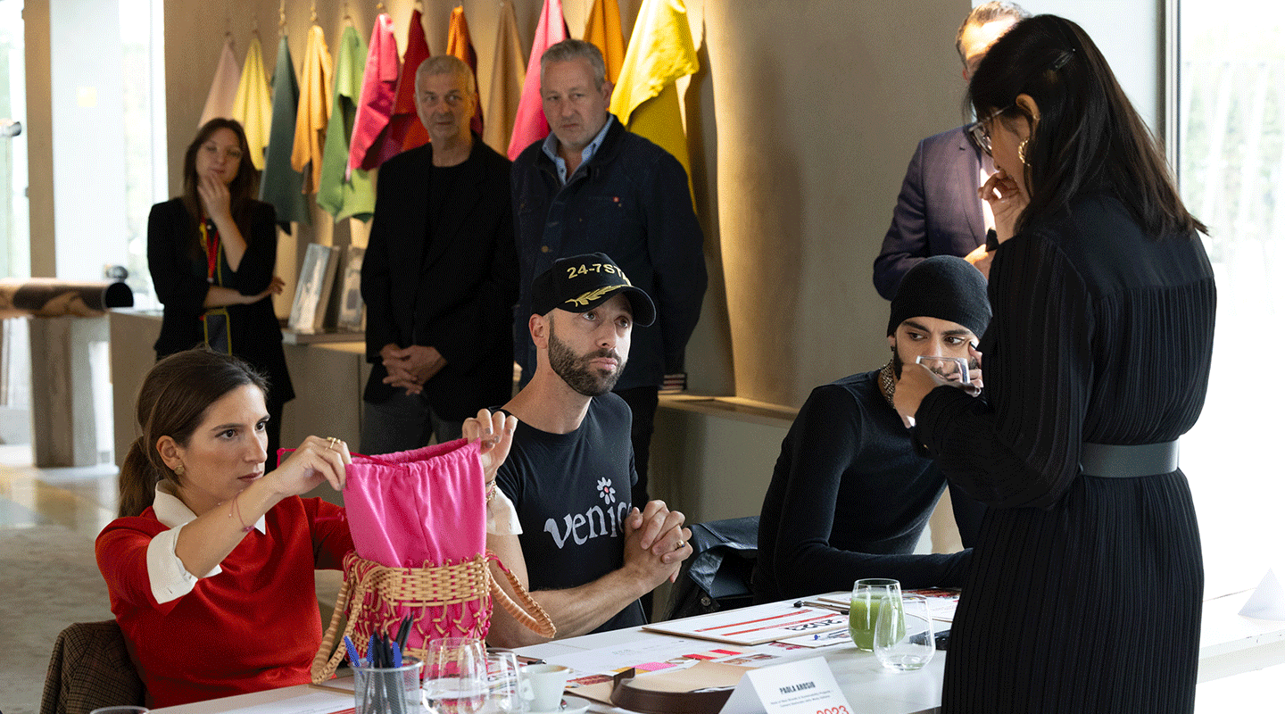 Alida Xavier during the presentation to the judges of the ‘Real Leather. Stay Different. Student Design Competition’ in Milan