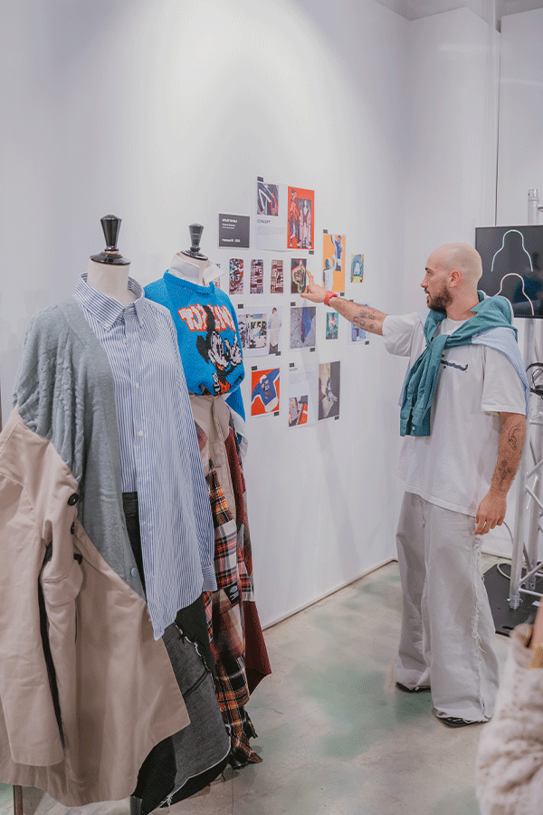 Some of the clothing pieces (and related creative inspiration moodboards) showcased at Fondazione Sozzani 