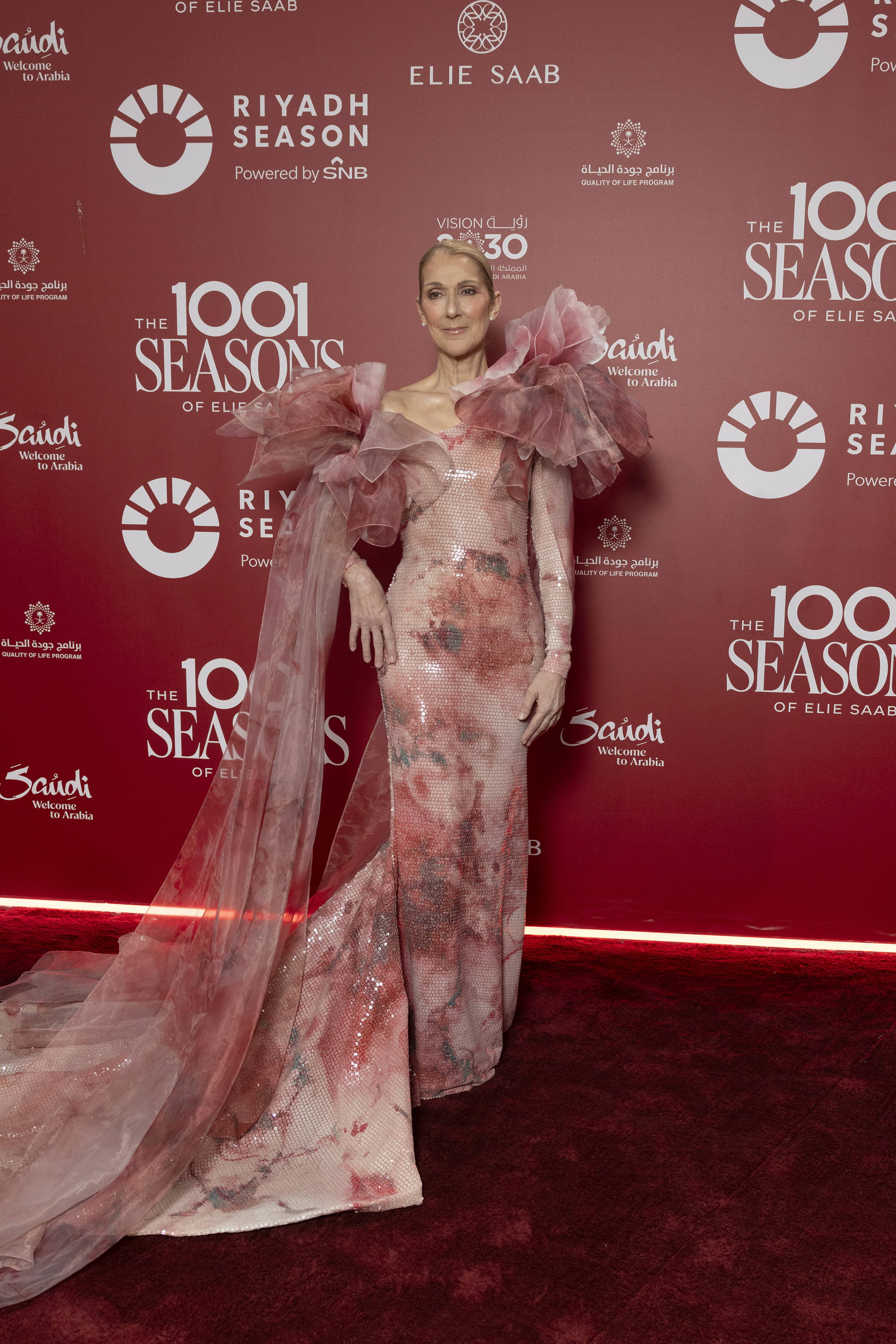 Céline Dion on the red carpet of “The 1001 Seasons of Elie Saab” in Riyadh. Courtesy of Elie Saab