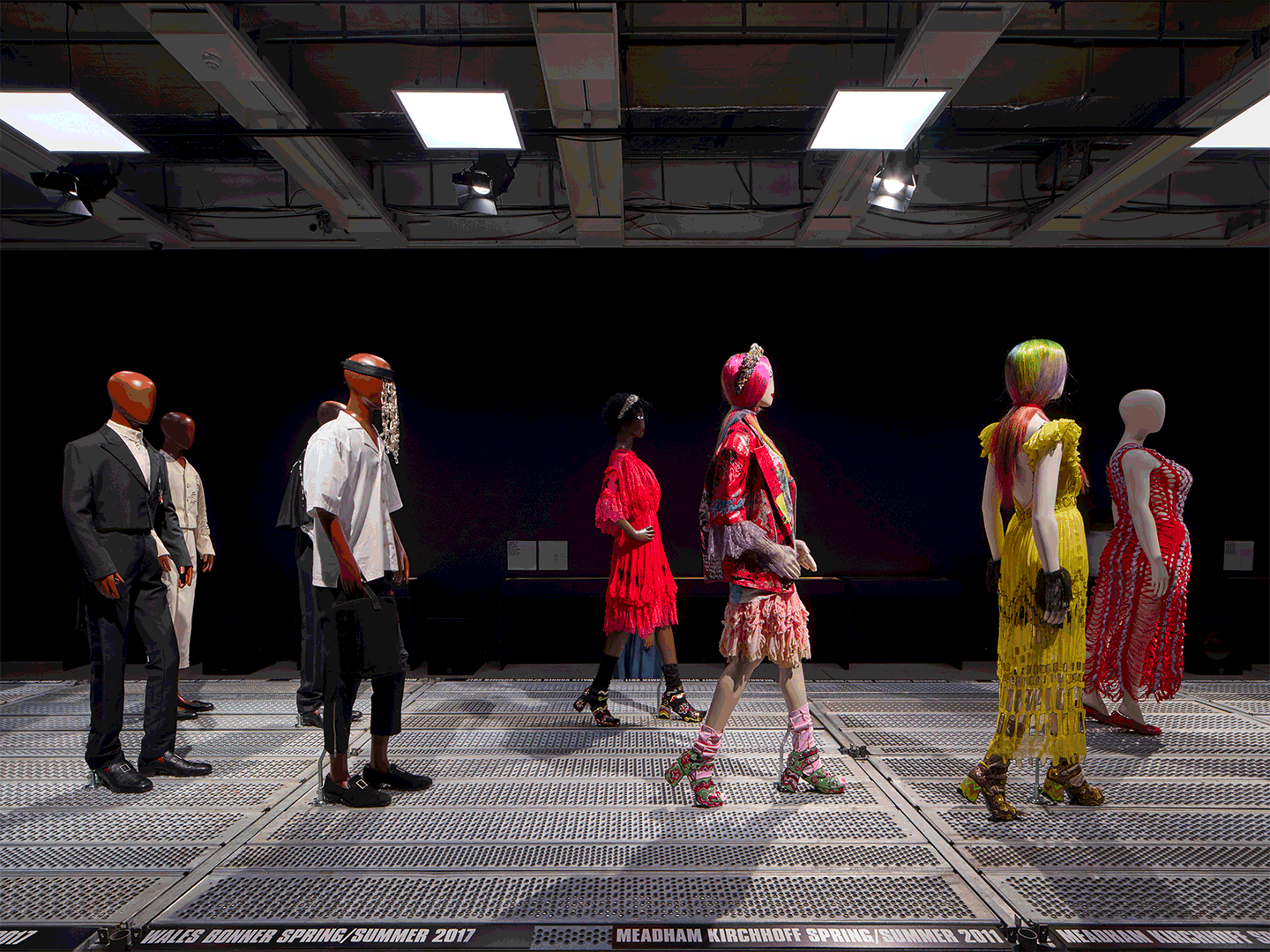 The Show room of ‘Rebel: 30 Years of London Fashion’, the exhibition sponsored by Alexander McQueen. Photograph by Andy Stagg. Image Courtesy of The Design Museum