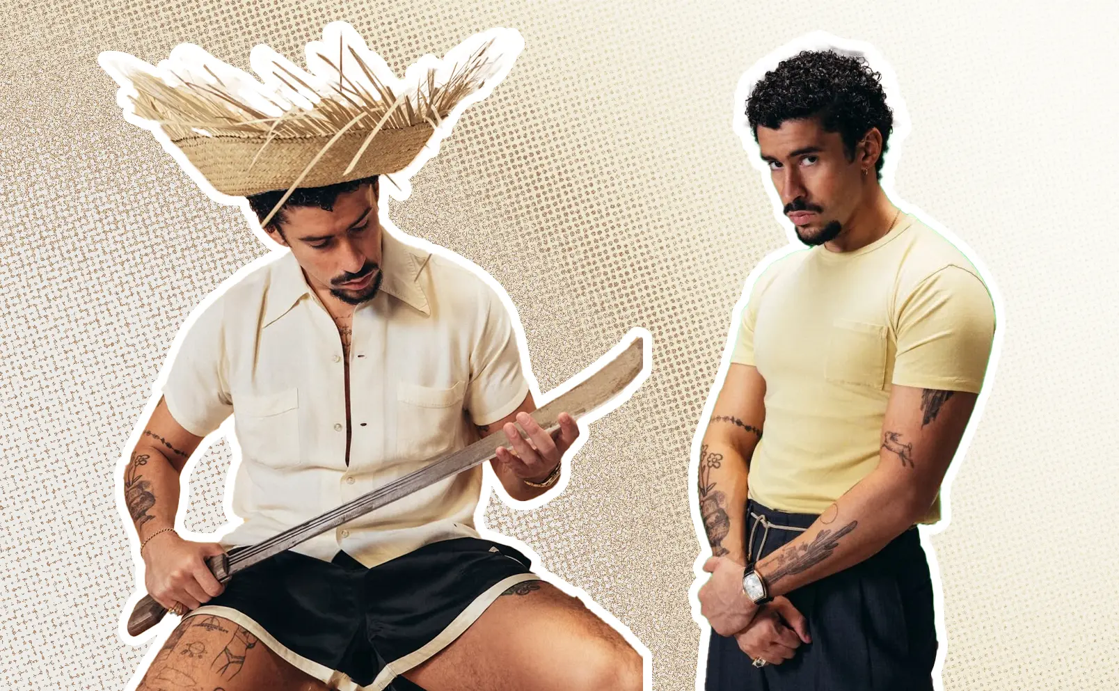 Bad Bunny, in 2025 for his latest album “DeBÍ TiRAR MáS FOToS”, embraces his Puerto Rican roots, donning traditional clothing like the pava hat and holding iconic island symbols, blending cultural pride with his unique style.Graphics by Alumna and visual Designer Constanza Coscia