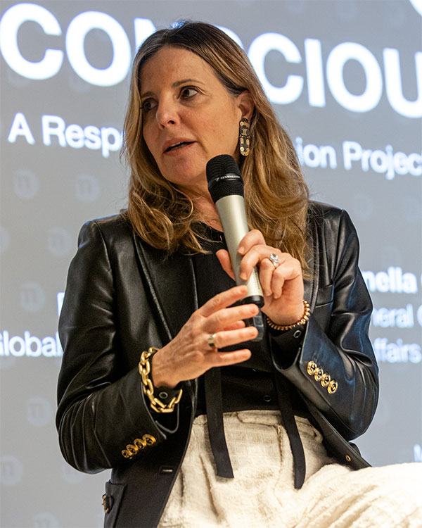 Antonella Centra, Executive Vice President, General Counsel, Corporate Affairs & Sustainability of Gucci, discussing with students at Istituto Marangoni Milano
