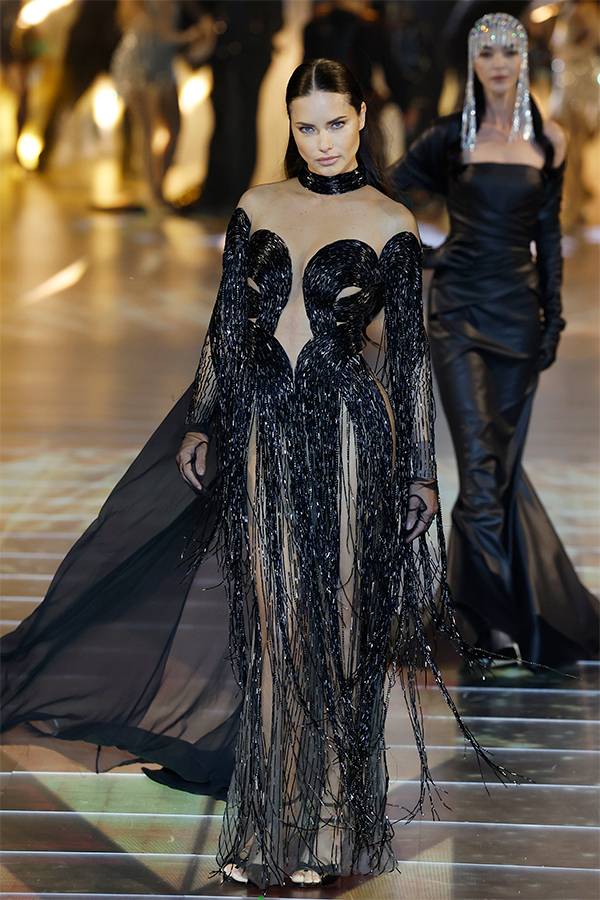 Adriana Lima walking at “The 1001 Seasons of Elie Saab” show in Riyadh. Courtesy of Elie Saab