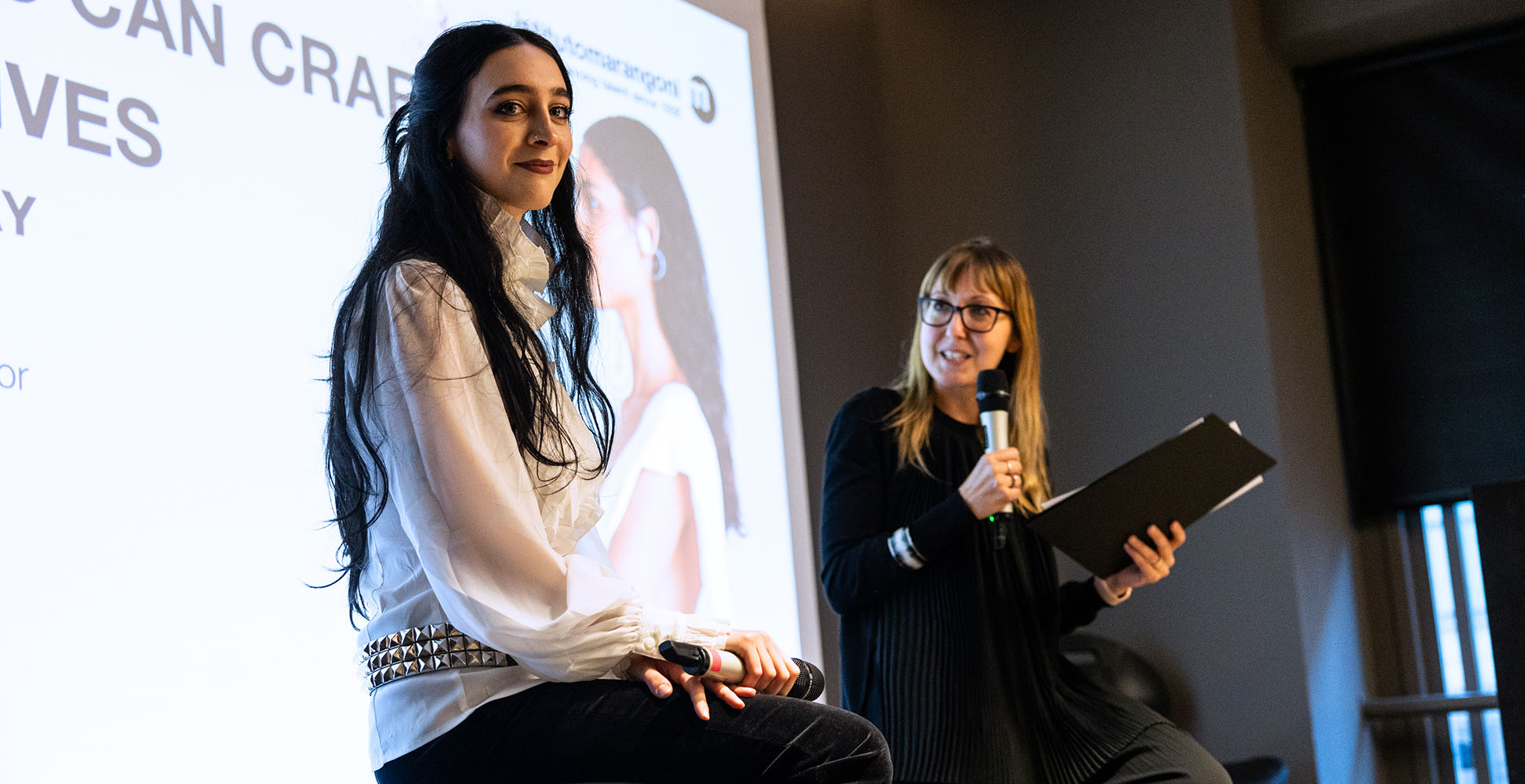 The perfume webstar Ssinister (stage name of Matilda Morri) during the special talk with Istituto Marangoni Milano Fashion students